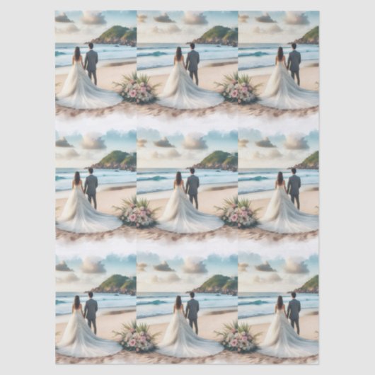 Wedding Beach Couple 薄葉紙 (正面)