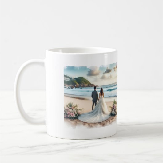 Wedding Beach Couples コーヒーマグカップ (左)