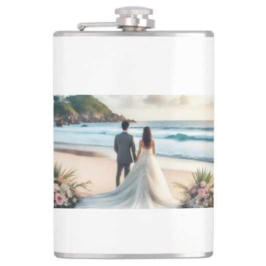 Wedding Beach Couples フラスク (正面)