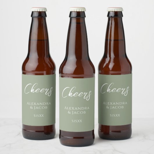 Wedding Beer Labels Elegant Typography ビールラベル (ボトル)
