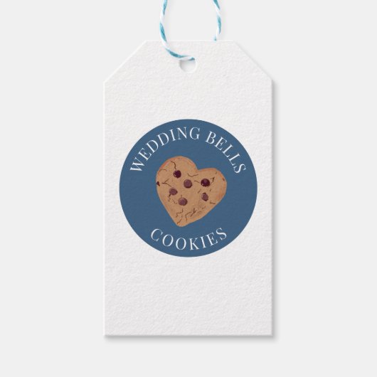 Wedding Bells Cookies | 青と白のブライダルシャワー ギフトタグ (正面)