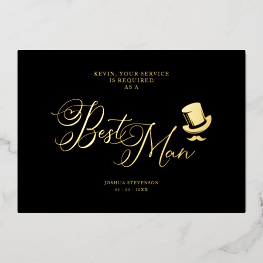Wedding Best Man Funny Minimalist Proposal Card 箔招待状 (正面)