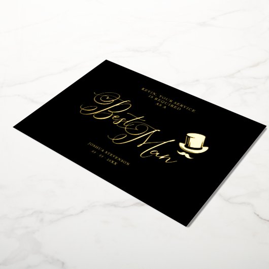 Wedding Best Man Funny Minimalist Proposal Card 箔招待状 (回転した状態)