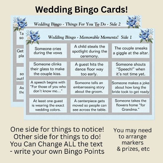 Wedding BINGO!  Blue Peony Set カード