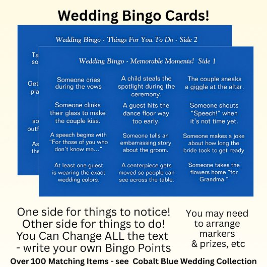 Wedding BINGO!  Game for Guests カード