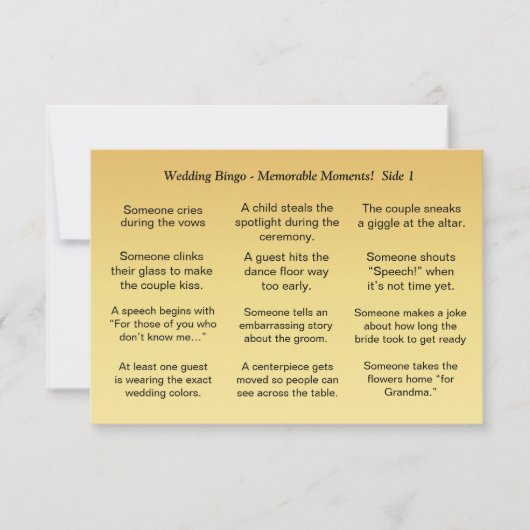 Wedding BINGO!  Game for Guests カード (正面)