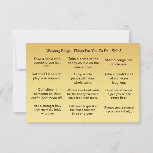 Wedding BINGO!  Game for Guests カード (裏面)