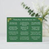 Wedding BINGO!  Game for Guests Emerald Green カード (スタンド正面)