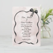 Wedding Black Bow and Ribbon on Watercolor 招待状 (スタンド正面)
