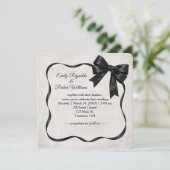 Wedding Black Satin Ribbon Frame and Bow 招待状 (スタンド正面)