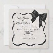 Wedding Black Satin Ribbon Frame and Bow 招待状 (正面)
