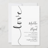 Wedding, Black & White Simple, Typography, Script, 招待状 (正面)