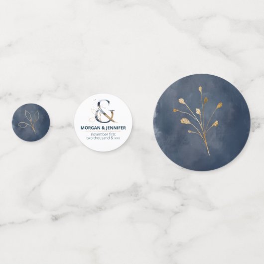 wedding blue gold table decor photo コンフェッティ (裏面)