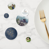 wedding blue gold table decor photo コンフェッティ (グループ)