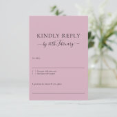 Wedding Blush Pink Signature Kindly Reply 出欠カード (スタンド正面)