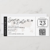 Wedding Boarding Pass Save The Date With QR Code カード (正面)