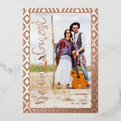 Wedding  Bohemian Tribal Textile Background 箔招待状 (正面)