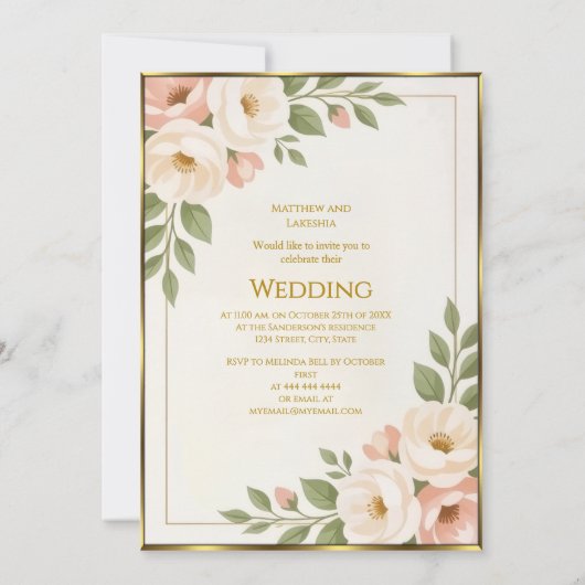 Wedding Boho Style Beautiful Modern Sophisticated  招待状 (裏面)