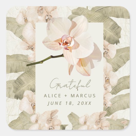 Wedding  Botanical Garden Thank You Favor スクエアシール (正面)