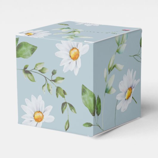 Wedding Bridal Shower Blue Daisy Favor Box フェイバーボックス (正面サイド)