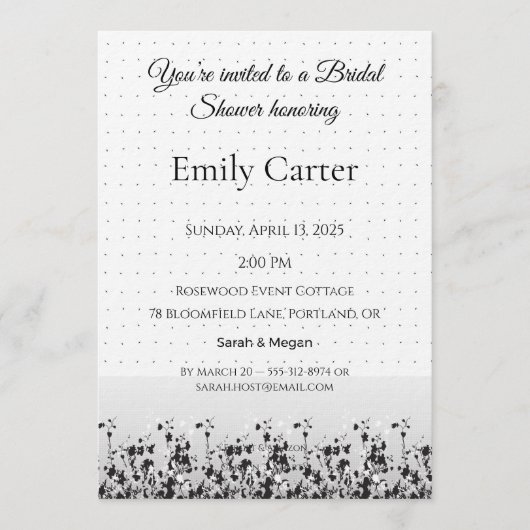 Wedding Bridal Shower | Elegant Invite Design 招待状 (正面)