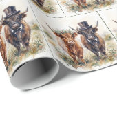 Wedding Bride and Groom Highland Cows ラッピングペーパー (ロールコーナー)