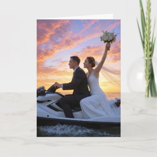 Wedding Bride and Groom on a Jet Ski カード (正面)