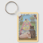 Wedding Bride & Groom Cats Personalized キーホルダー (正面)