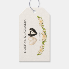 Wedding Bride Groom names and date heart floral ギフトタグ