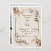 Wedding Brown and beige Invitation 招待状 (正面/裏面)