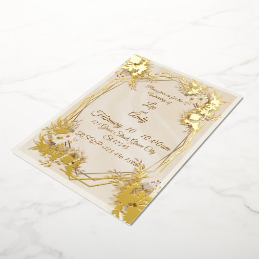 Wedding Brown and beige Invitation 箔招待状 (回転した状態)