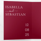 Wedding Burgundy All in one set kindly reply 三つ折り招待状 (内部最初)