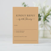Wedding Burly Wood Sand Signature Kindly Reply 出欠カード (スタンド正面)