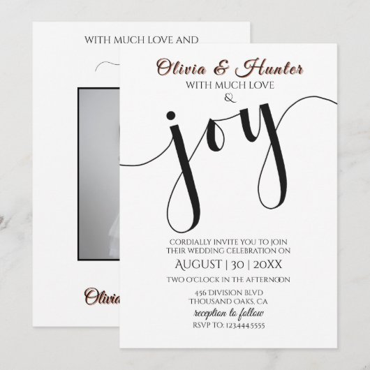 Wedding, Burnt Orange, Modern, Typography, Script, 招待状 (正面/裏面)