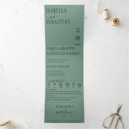 Wedding Cadet Blue Green All in one set 三つ折り招待状