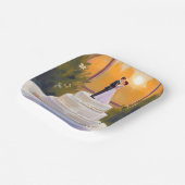 Wedding Cake Bride & Groom Brunette Watercolor ペーパープレート (傾斜あり)