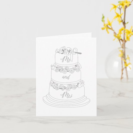 Wedding Cake Design Mr & Mrs カード (黄色い花)