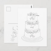 Wedding Cake Design Mr & Mrs ポストカード (正面/裏面)