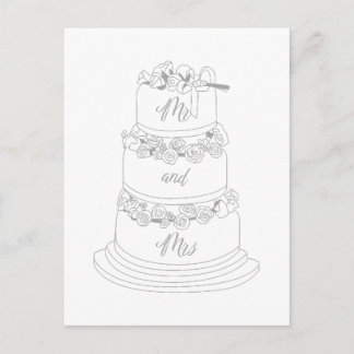 Wedding Cake Design Mr & Mrs ポストカード