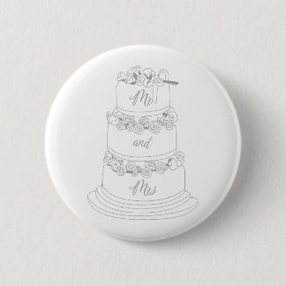 Wedding Cake Design Mr & Mrs 缶バッジ