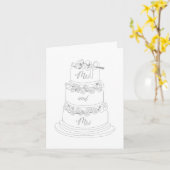 Wedding Cake Design Mrs & Mrs カード (黄色い花)