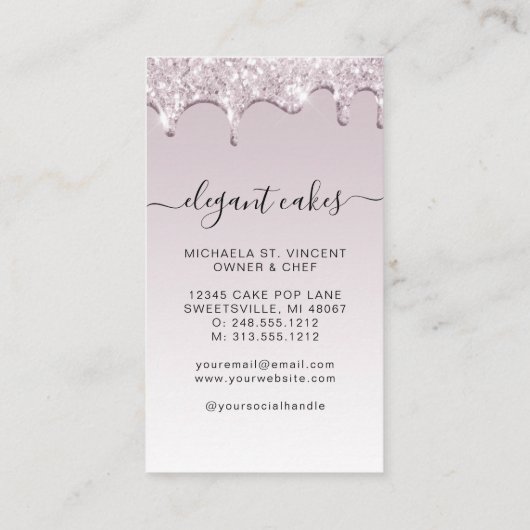 Wedding Cake Glitter Drip Mauve Bakery 名刺 (裏面)