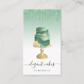 Wedding Cake Glitter Drip Mint Green Bakery 名刺 (正面)