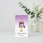Wedding Cake Glitter Drip Purple Bakery 名刺 (スタンド正面)