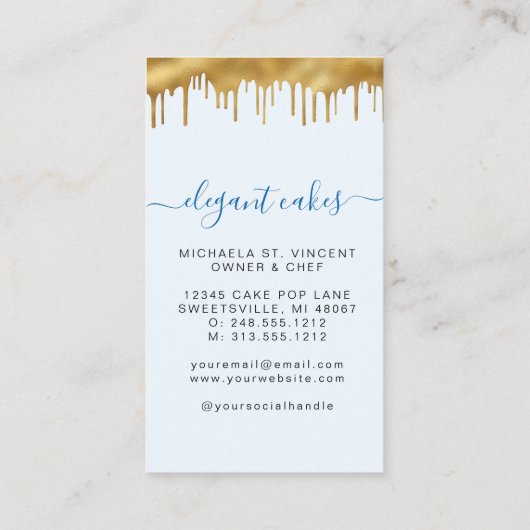 Wedding Cake Glitter Drip Royal Blue Bakery 名刺 (裏面)