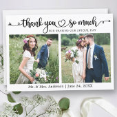 Wedding Calligraphy Script Heart 2 Photo サンキューカード