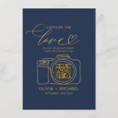 Wedding Capture The Love Navy Blue QR Code Photo エンクロージャーカード (正面)