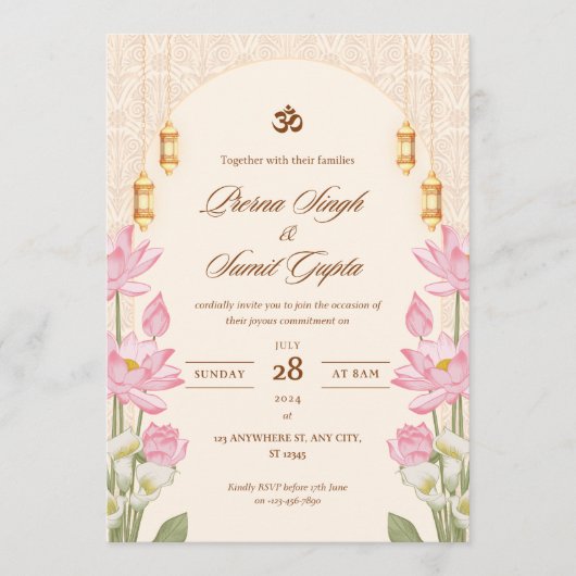 Wedding Card Invitation 5"7 inches cards 招待状 (正面)