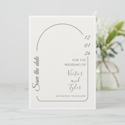 Wedding Card – Modern Minimal Save The Date Arch  招待状 (スタンド正面)