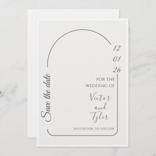Wedding Card – Modern Minimal Save The Date Arch 招待状 (正面/裏面)